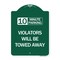 Signmission 10 Minute Parking Violators Will Towed Away, Green & White Aluminum Sign, 18" x 24", GW-1824-24641 A-DES-GW-1824-24641 - alternate 1